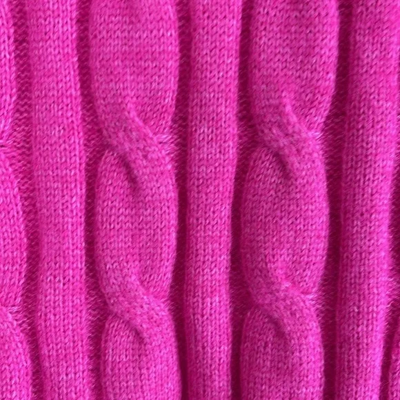 Shein Fuchsia Pink Cable Knit Sweater Crewneck Long Sleeve Size L 8/10 - Picture 5 of 11